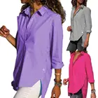 Женская Повседневная рубашка с отложным воротником и боковыми пуговицами