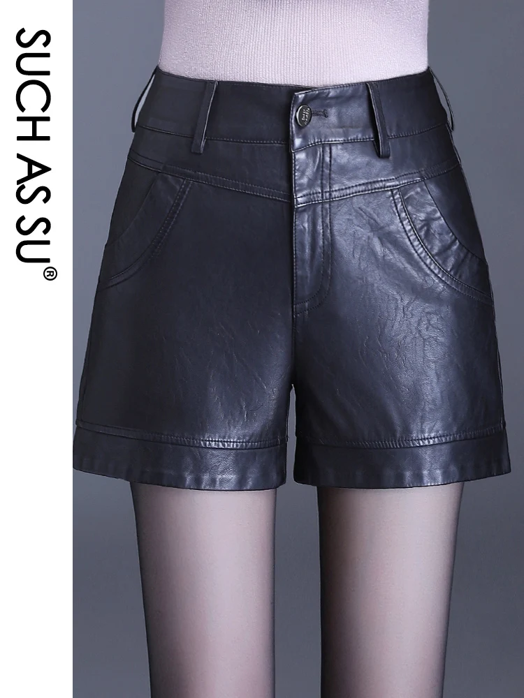 

SUCH AS SU New Fashion High Waist Leather Short 2020 Fall Winter Womens Black PU Short M-3XL Size Punk Sexy Short Shorts