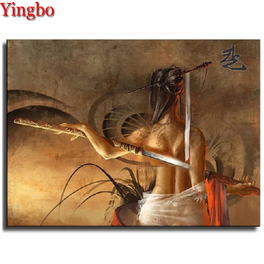 

DIY Diamond Painting Set Japanese woman samurai Diamond Art 5D Diamond Mosaic Kit suitable for home decoration gifts