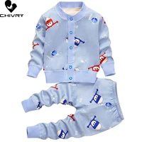 2pcs newborn baby knitted clothes set autumn winter toddler boys girls cartoon cardigan sweater jackets with pants clothing sets