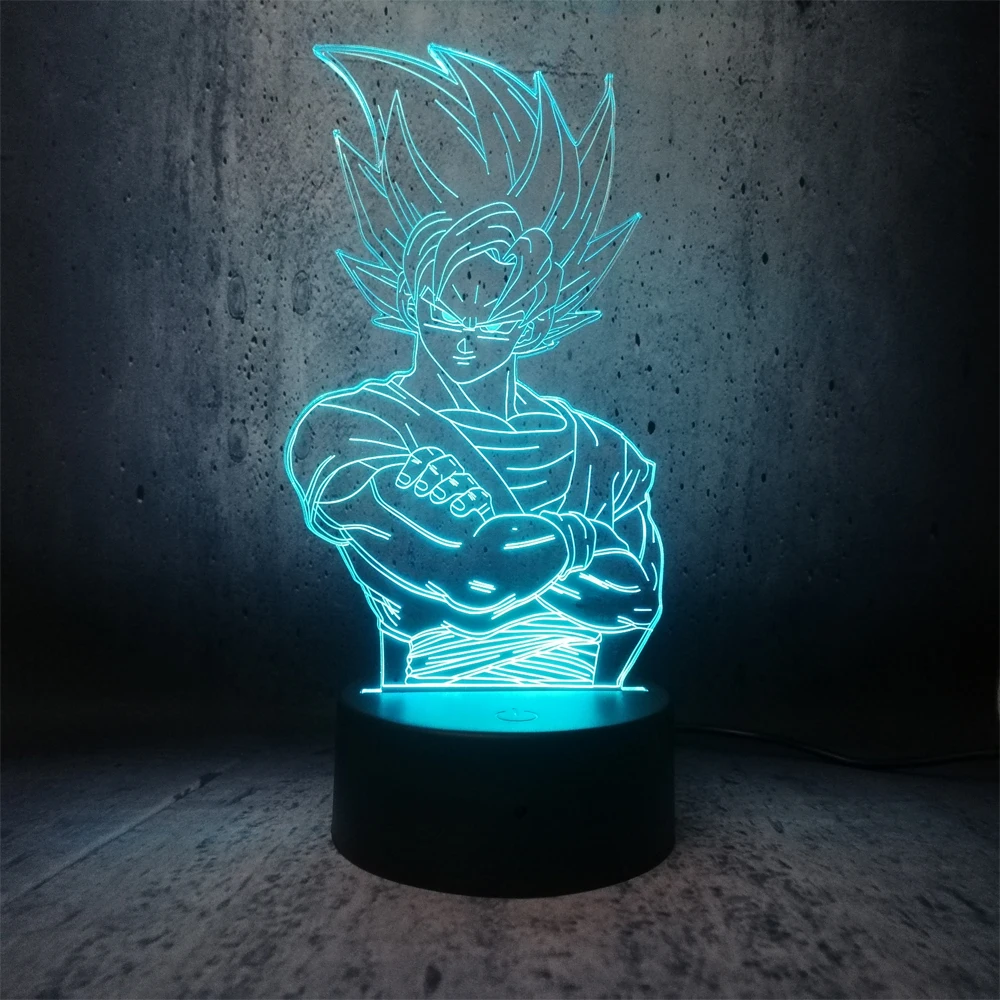 Новый Dragon Ball Angry expression Goku 3D настольная лампа Luminaria светодиодный ночник креативный