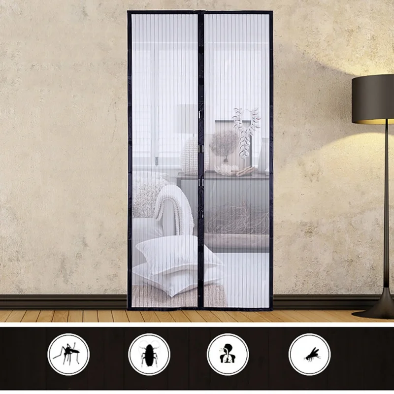 Летние противомоскитные сетчатые шторы для спальни Магнитная мягкая полоса