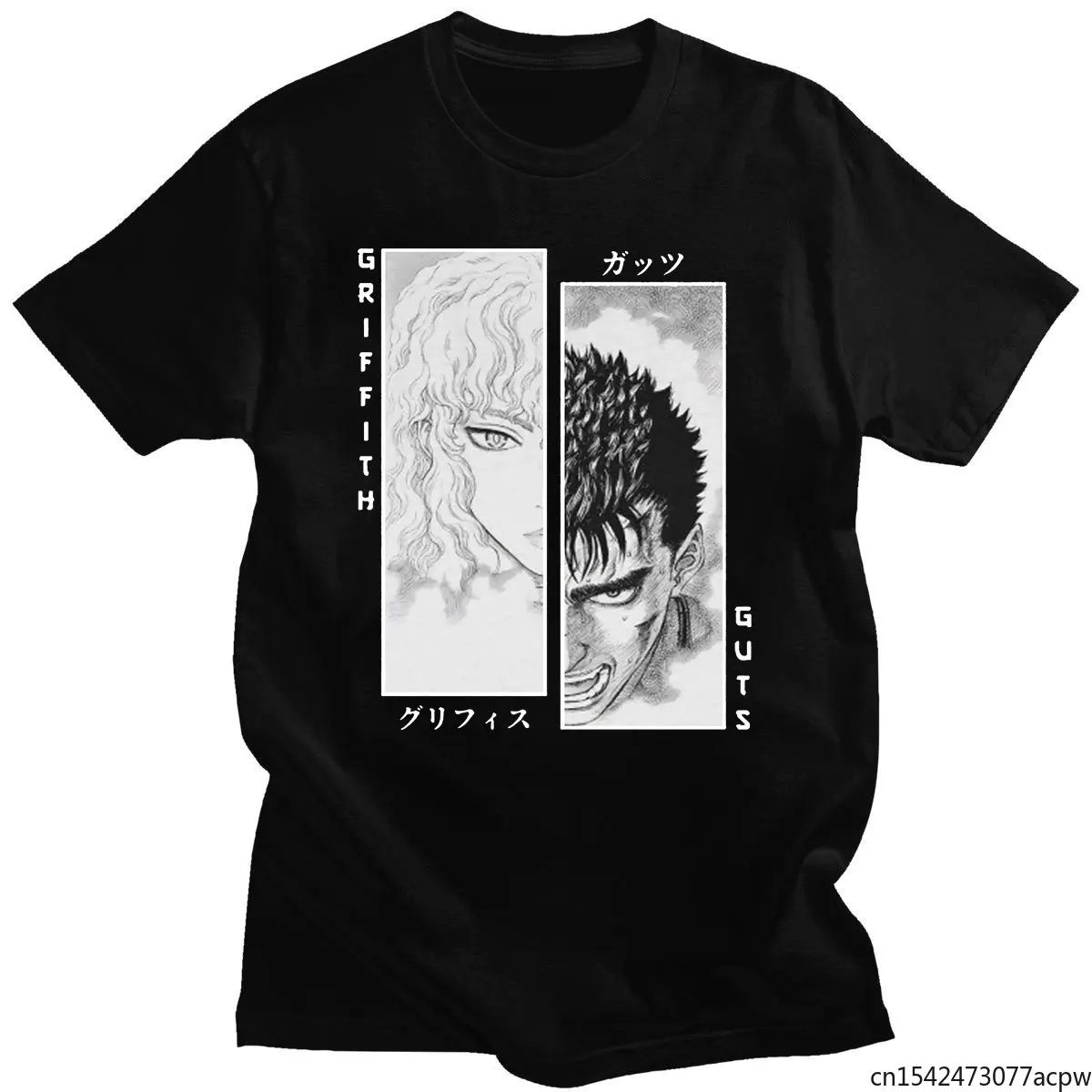 

Anime Berserk Guts Couples Comic Print Tops Summer Short Sleeves Loose Casual T-shirt Unisex Tee