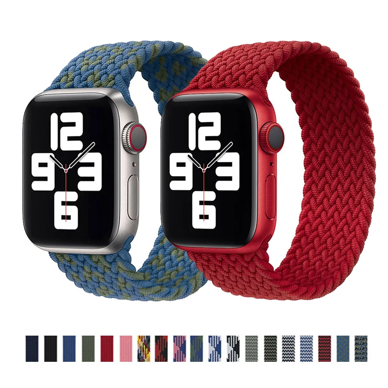 

Плетеный тканевый ремешок для Apple Watch 44, 40, 38, 42 мм, эластичный браслет для IWatch серии 6, SE, 5, 4, 3