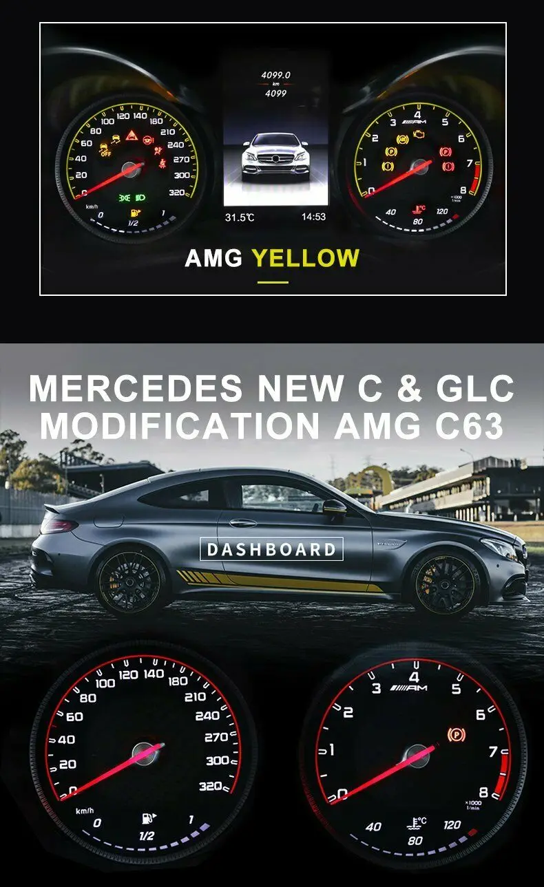 Накладка для инструментов из углеродного волокна Mercedes AMG Gauge Face C-Class C63 C200L GLC260