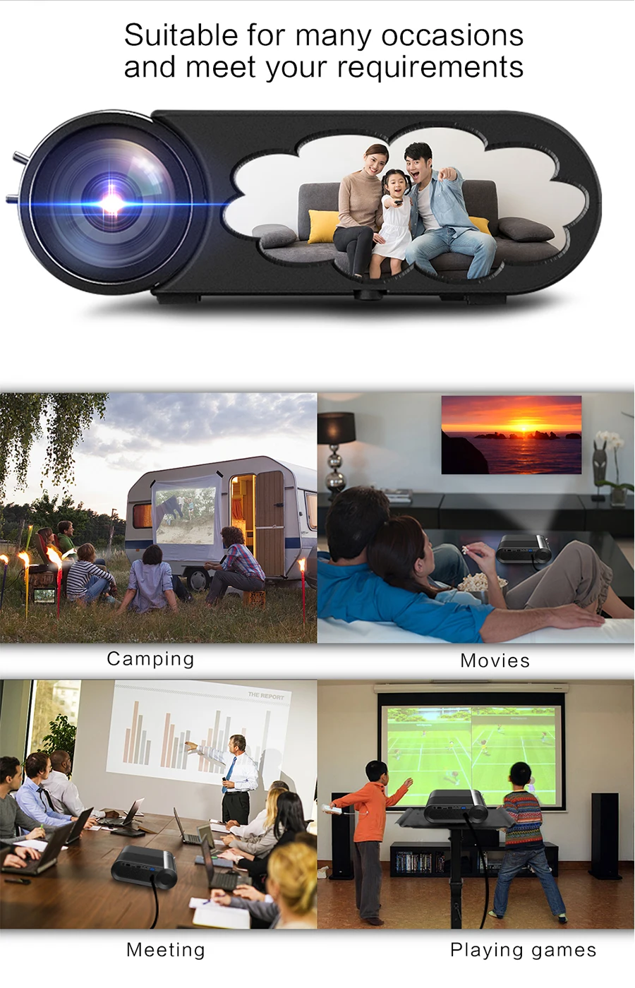 VIVICINE 720p HD светодиодный проектор, опция Android 9,0 портативный HDMI USB 1080p домашний кинотеатр Proyector Bluetooth wifi мини светодиодный проектор
