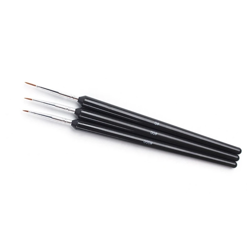 

3 pcs Nail Art Brushes Set Fine Liner Striping Brush for strokes Details Painting Blending Elongated Lines for Nail Art