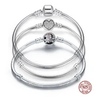 Оригинальный браслет WOSTU 3 стильные цепочки, браслет из 100% стерлингового серебра 925 пробы, для самостоятельной сборки, бусина для женщин, роскошное ювелирное изделие, подарок