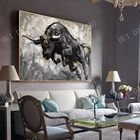 Настенная живопись на холсте, бык ручной работы на холсте, оригинальное изображение быка, Современная Абстрактная живопись, текстурированное настенное искусство