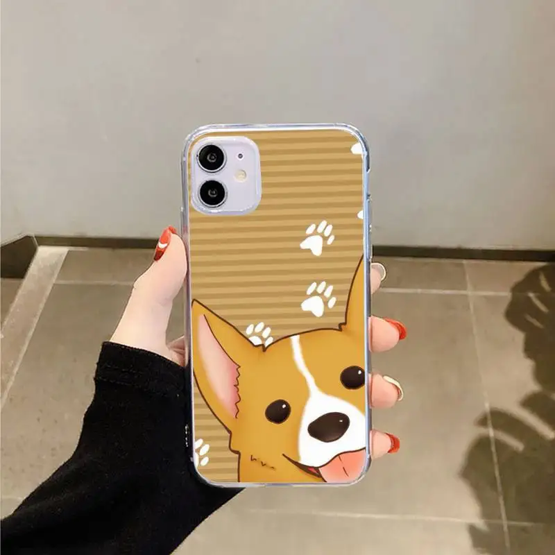

Welsh corgi pembroke cute cartoon dog Phone Case Transparent for iPhone 6 7 8 11 12 s mini pro X XS XR MAX Plus