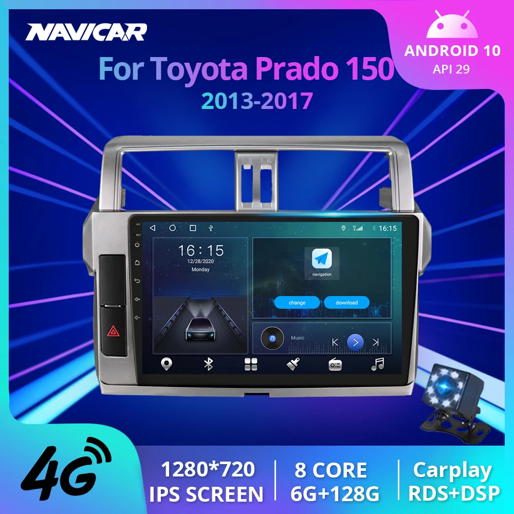 Автомобильный радиоприемник 2DIN Android 10 для Toyota Land Cruiser Prado 150 2013 2017 стереоприемник с