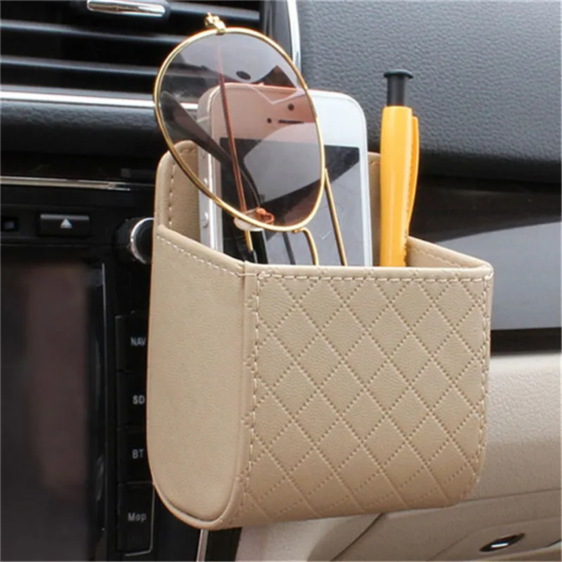 

Car Outlet Vent Tidy Storage Box PU Leather Coin Bag Case Pocket Organizer Air outlet storage bag Automobile Accessories