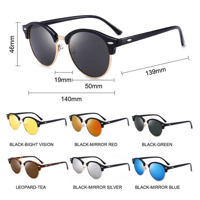 Мужские поляризационные солнцезащитные очки SIMPRECT круглые в стиле ретро 2021