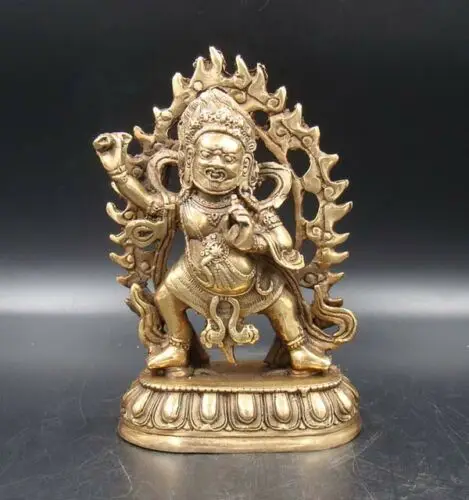 

Exquisite Old Tibet Buddhism Handmade Carving Statue Buddha India Copper Brass