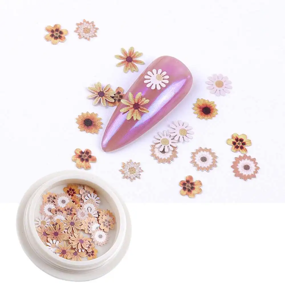 

4 Box/Set Nail Sequin Decoration Ultra Thin Wood Pulp Chips Daisy Flowers Mixed DIY Art Dried Flowers Nail Decor Accessories