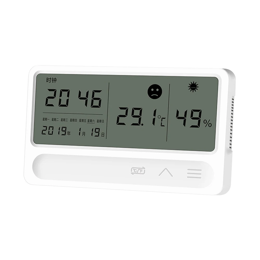 

Large Screen Alarm Clock Hygrothermograph LCD Time Desktop Table Clocks Indoor Temperature and Humidity Meter