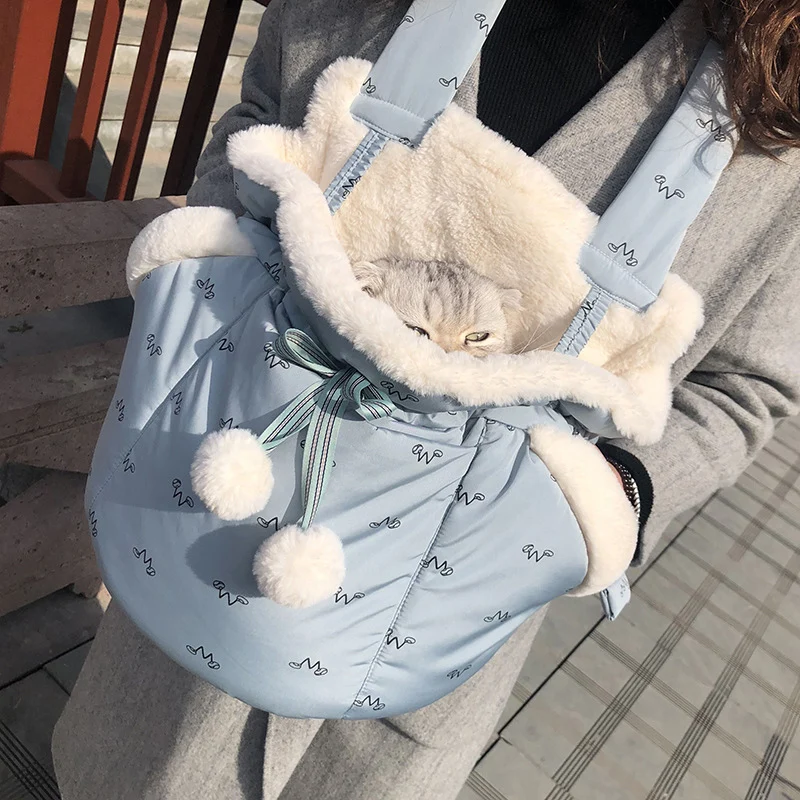 Зимний утолщенный рюкзак для домашних животных или переноска кошек спереди с