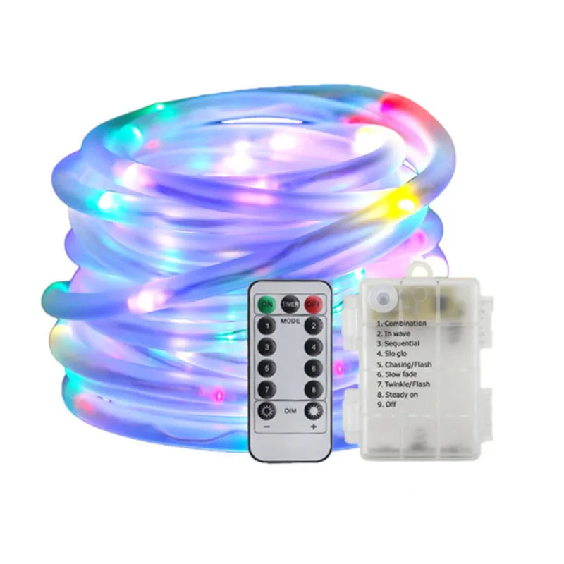 10 м 100 Светодиодная трубчатая гирлянда на батарейках водонепроницаемая уличная