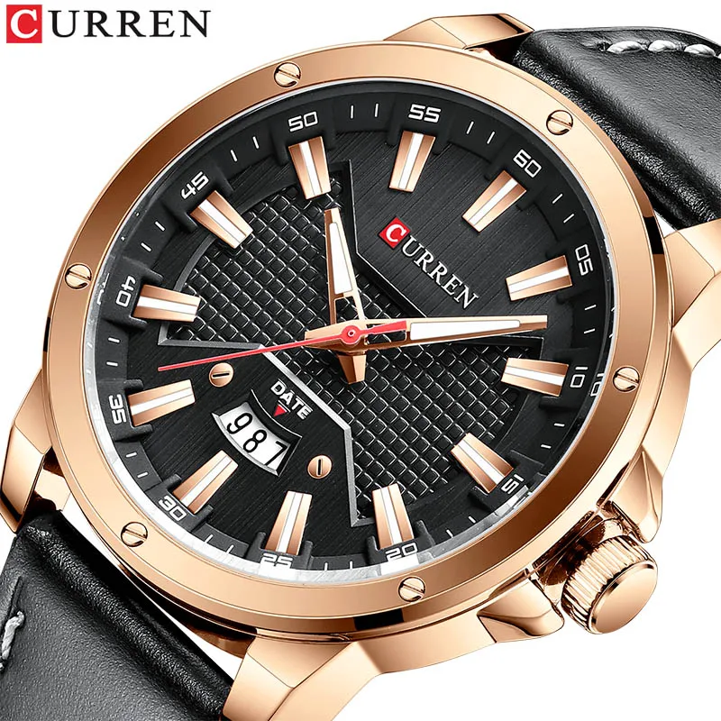 CURREN Мужские наручные часы для Malce 2020 relogio masculino кожа высокое качество Дата Розовое