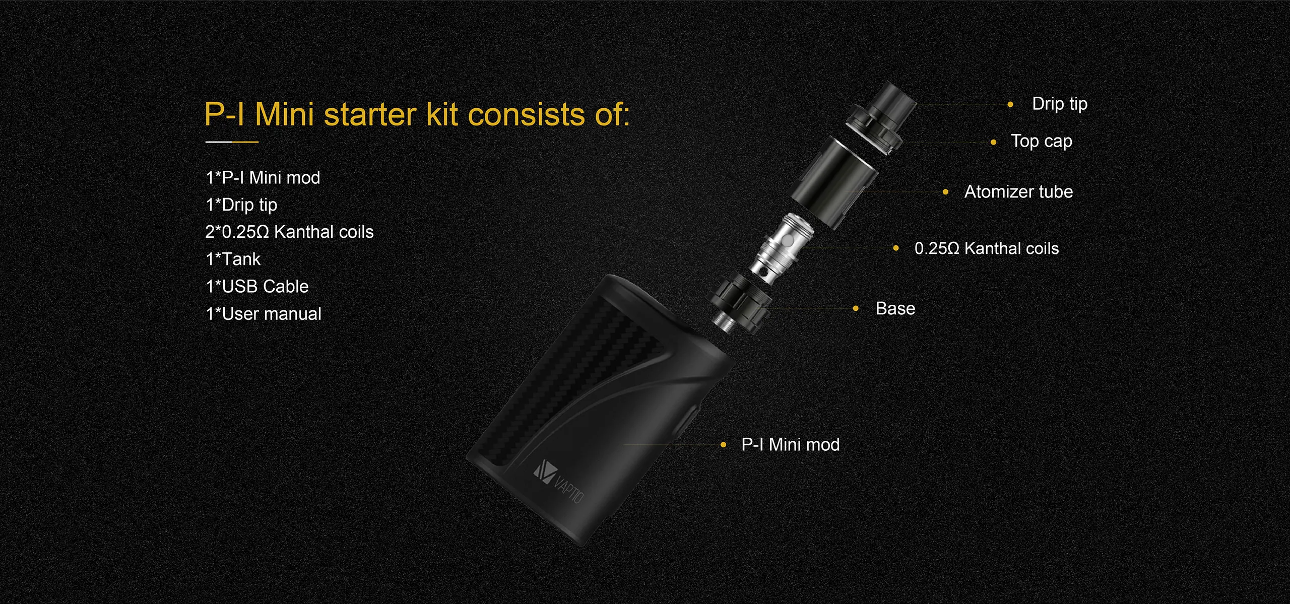 Vaptio Tyro Nano Kit P1 мини-комплекты vape kit ручка и коробка mod kit электронная сигарета