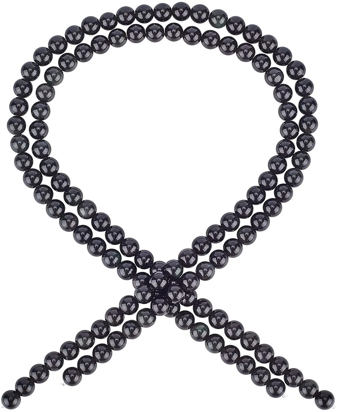 

130 PCS 6mm Natural Black Obsidian Beads Strands Gemstone Round Loose Beads Stone Beads for Jewelry Making (2 Strands)