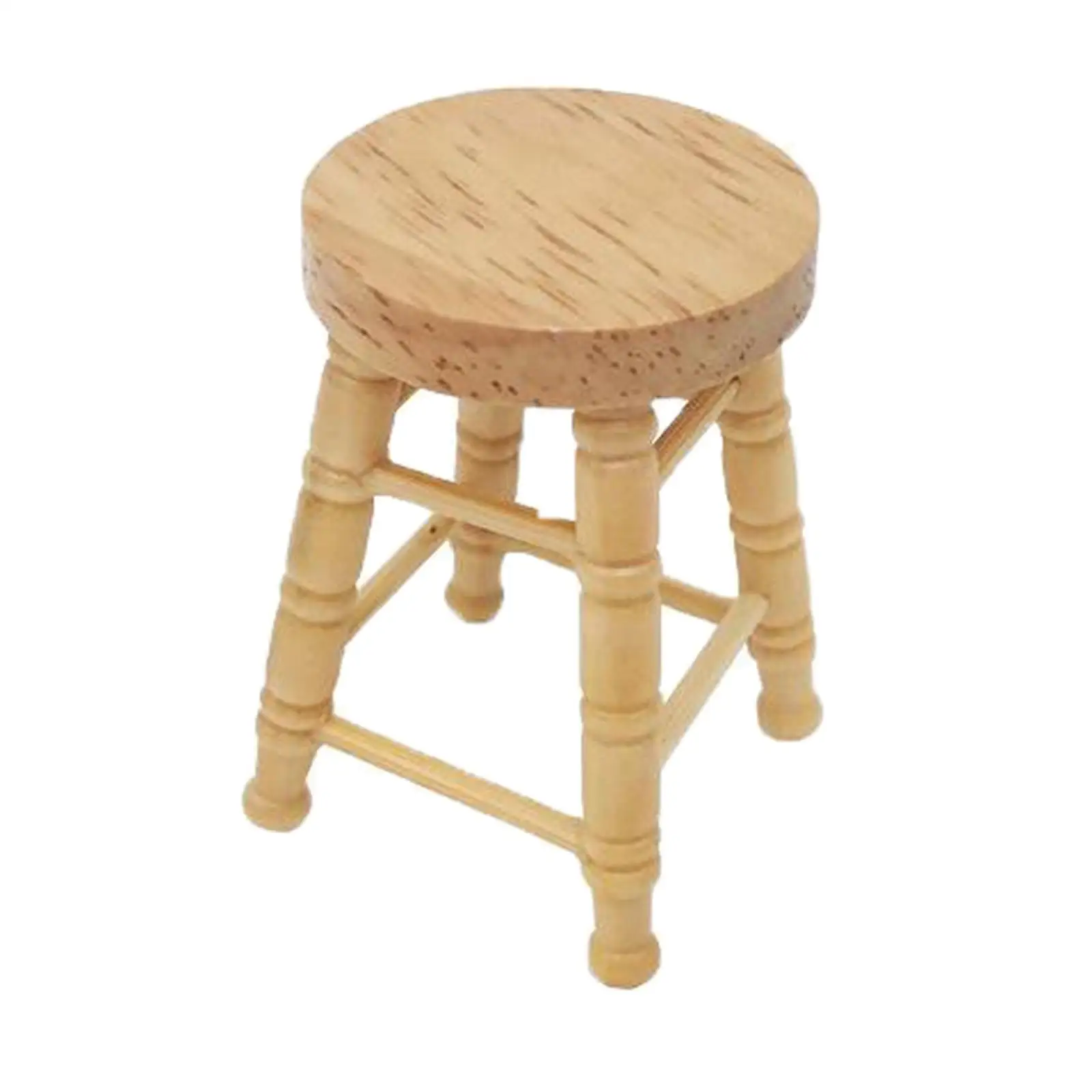 

Wooden 1/12 Scale Dollhouse Mini Kitchen Stool Fairy Landscape Decor Gifts