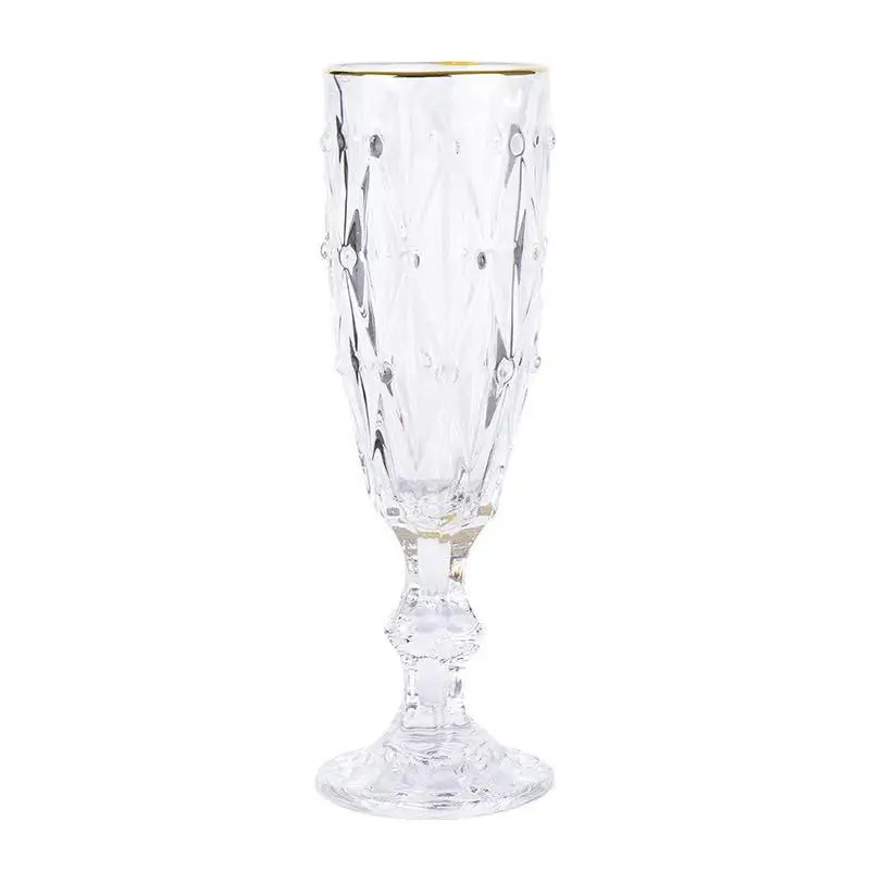 

1pcs/Transparent glass juice glass machine pressed print thickened retro arhombic wine champagne glass