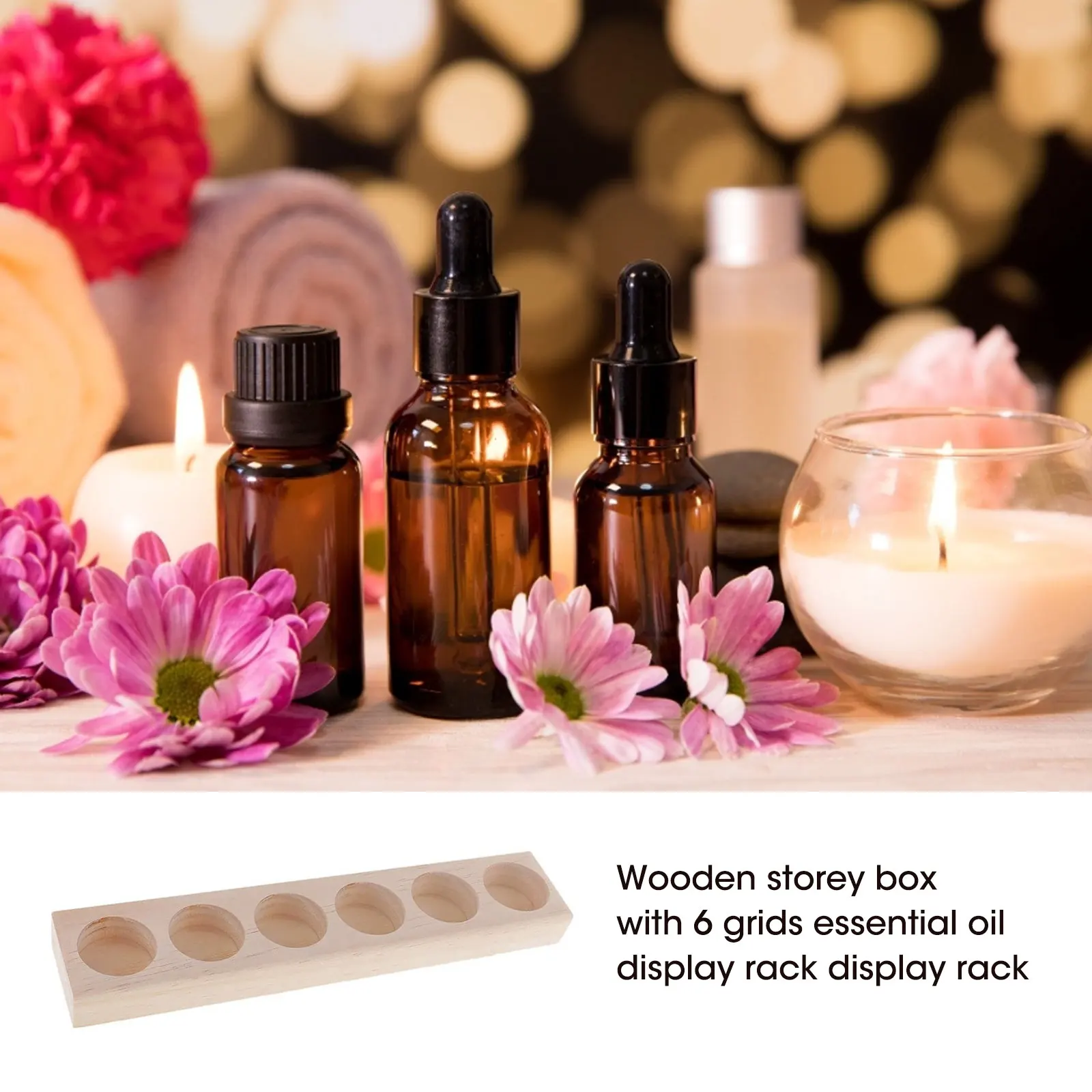 

Wooden Essential Oil Tray Display Rack Stand Aromatherapy Oil Bottle Storage Organizer Holder