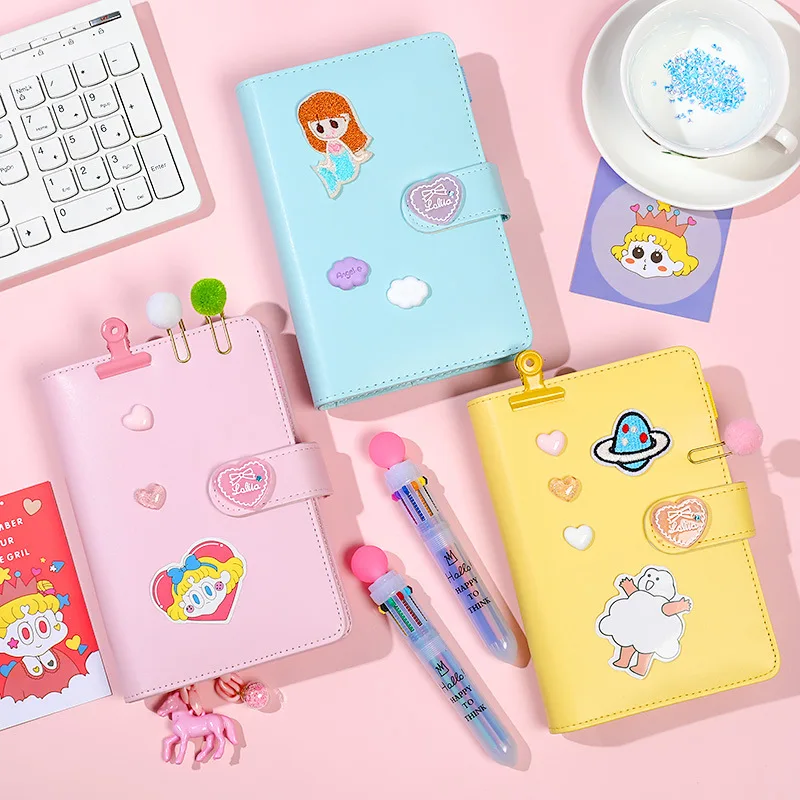 

Notepad Set A6 PU Leather Notebook Binder with Accessories Notebook for Writing Spiral Coil Diary for Girl Travelers Writers