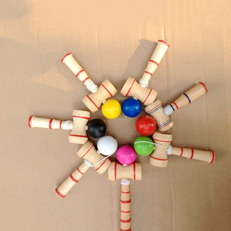 Детский шар Kendama 12 см Деревянный умелый шар для жонглирования японская традиционная деревянная игра игрушки для спорта на открытом воздухе развивающие игрушки