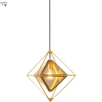 nordic creative geometric industrial diamond pendant lights gold black e27 led kitchen light fixtures studio store dining room