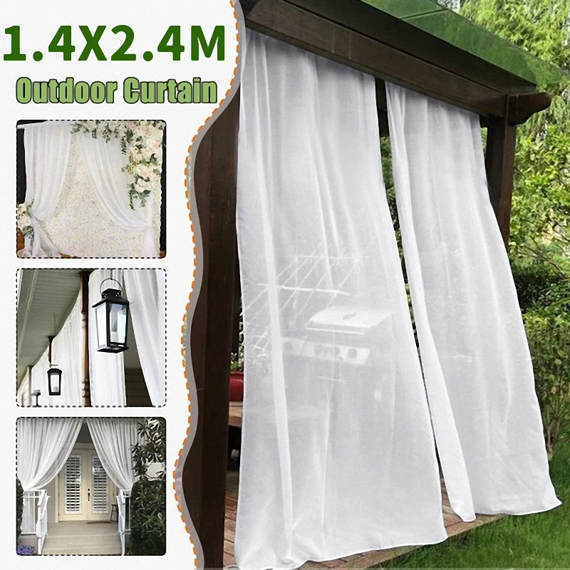 

1.4X2.4M 2 Pieces of Solid-Color Wear Rod Gauze Curtain Suitable for Garden Party Outdoor Porch White Curtain