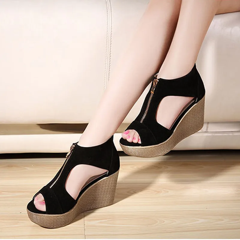 Женские босоножки на танкетке винтажные босоножки-гладиаторы с открытым носком