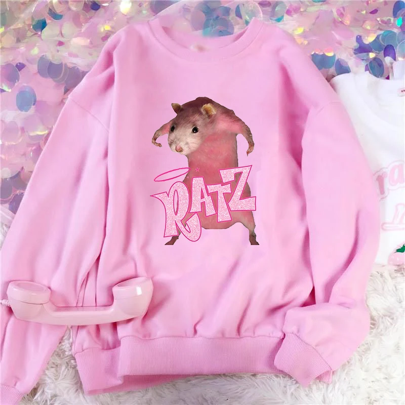 

Anime RATZ Hoodies 2021 New Women Oversized Kawaii Sweatshirts Hoody Female Funny Graphic Pullovers Unisex Casual O-Neck Hoodie