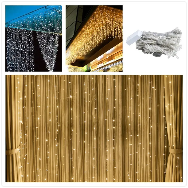 Декорации на рождественскую елку 2x 2/3x 1/3x 2/3 м x 3 300LED Шторы Новогоднее украшение