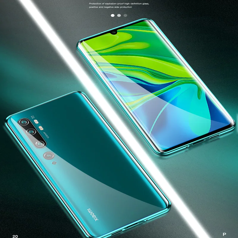 Двухсторонний стеклянный чехол для redmi note 10 pro 10s магнитный поглощающий флип-чехол