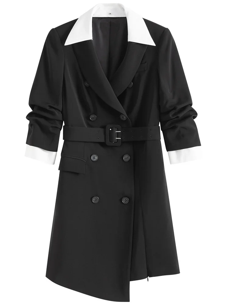 

Two wear double breasted suit skirt 2021 spring and summer new mid long temperament commuter waist dress