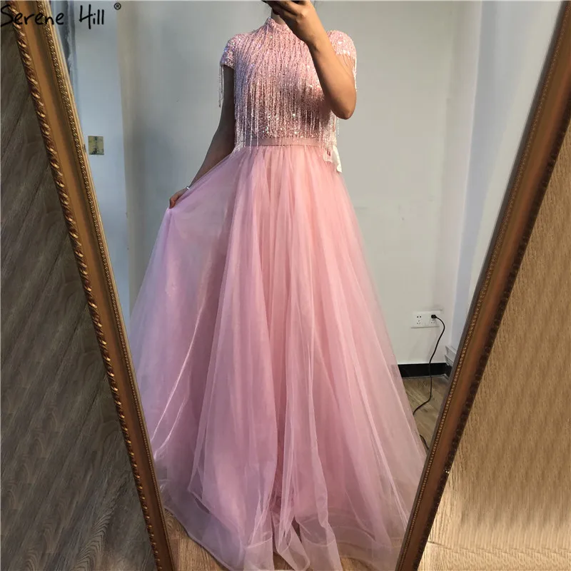 Розовые короткие вечерние платья без рукавов с кисточками и бусинами 2021 новейший