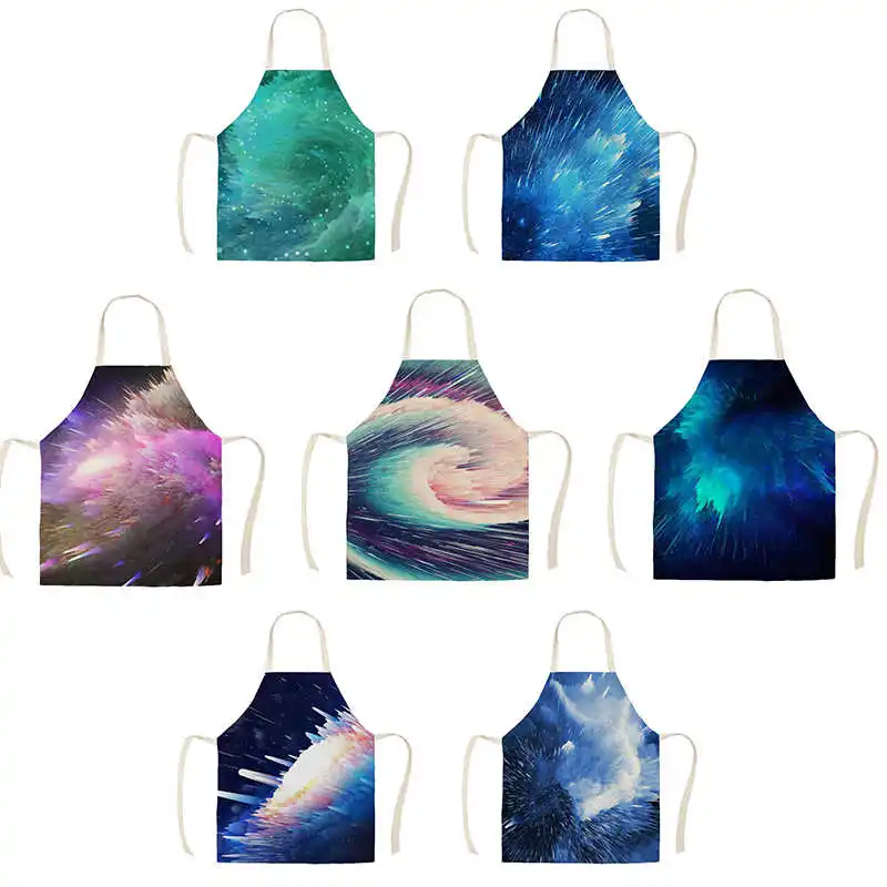 

Starry sky universe apron adult children kitchen linen printing household cleaning household cooking antifouling apron