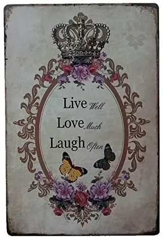 

FOEMXIEN Live Well;Tin Sign Wall Retro Metal Bar Pub Poster Metal 11.87.9in