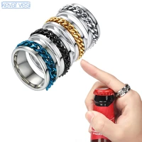 multifunctional beer opener titanium steel ring opener rotatable chain ring men women bottle opener kitchen tools accessories