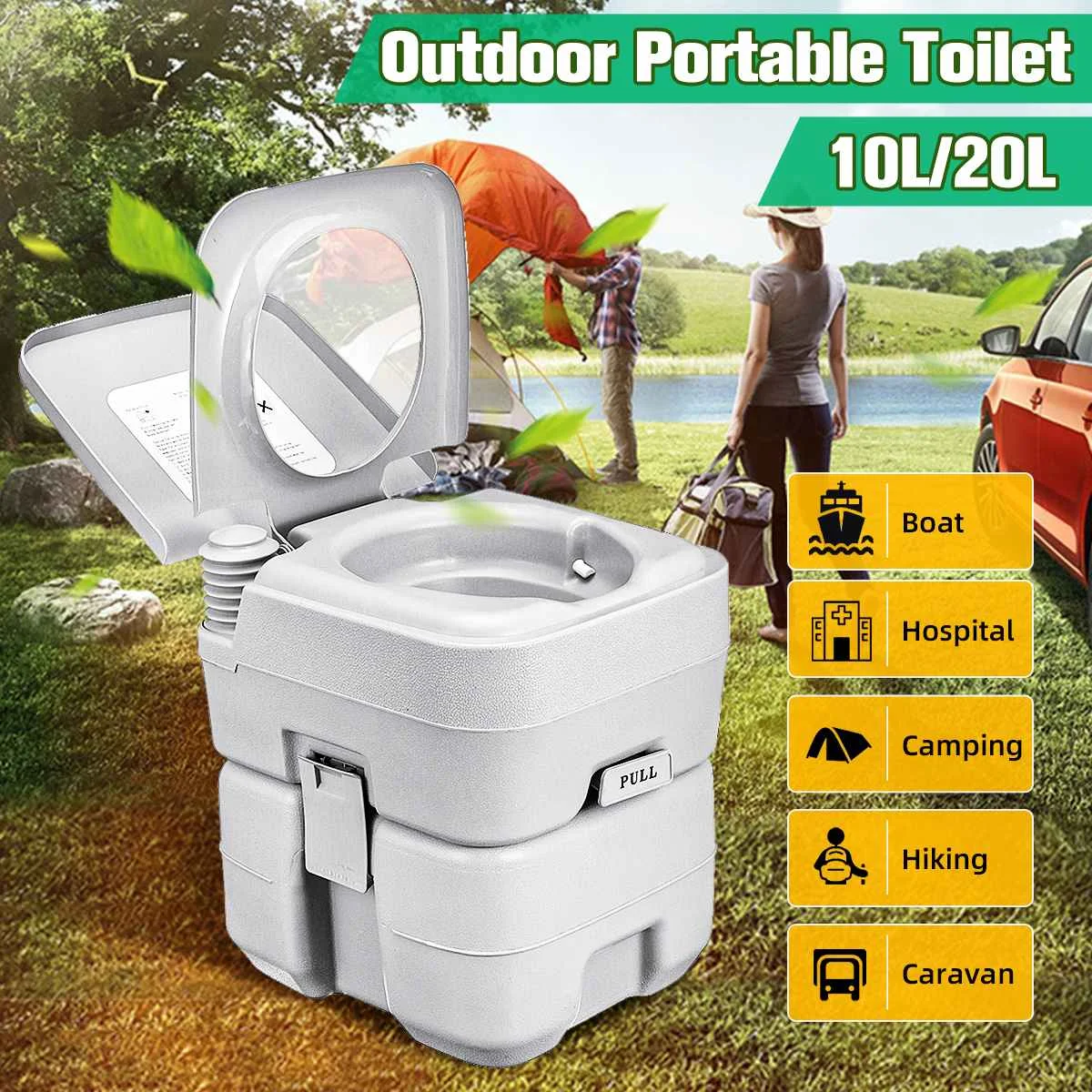

Outdoor Portable Camping Toilet Lightweight Indoor Mobile Potty Toilet Commode Seat Garden Patio Travel Hiking Tools 10L/20L