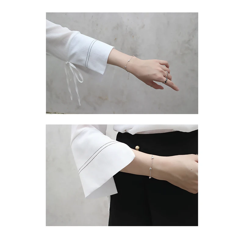 

925 Sterling Silver Personality Minimalist Creative Glossy Love Women's Bracelet Bracelet