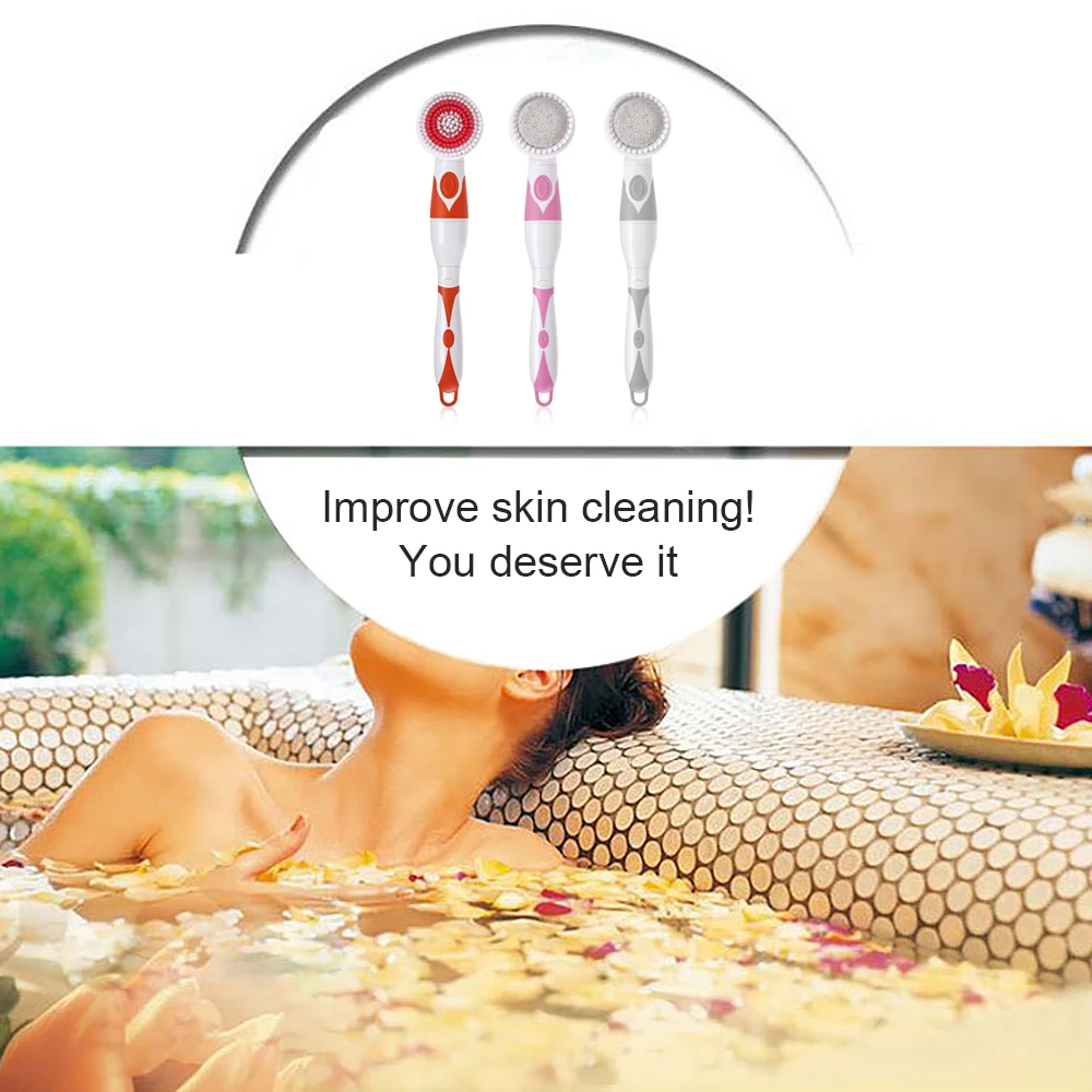 4 в 1 электрическая Массажная щетка для очистки ванной ванны с длинной ручкой
