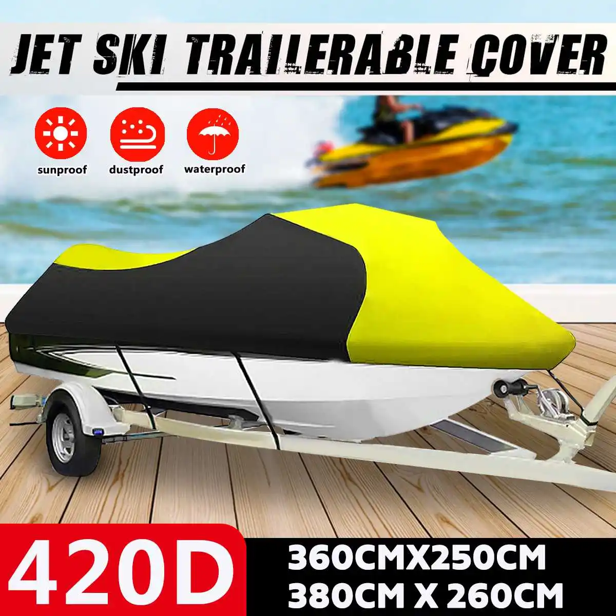 

420/600D Waterproof Dustproof Jet Ski Trailerable Cover Watercraft Boat Cover For Seadoo Sea Doo Bombardier PWC GT,GTS,GTX,GTI