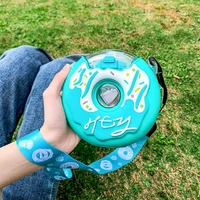 tiktok donut cup plastic direct drinking bottle silicone belt rope water bottle for baby girl outdoor sport camping for kids
