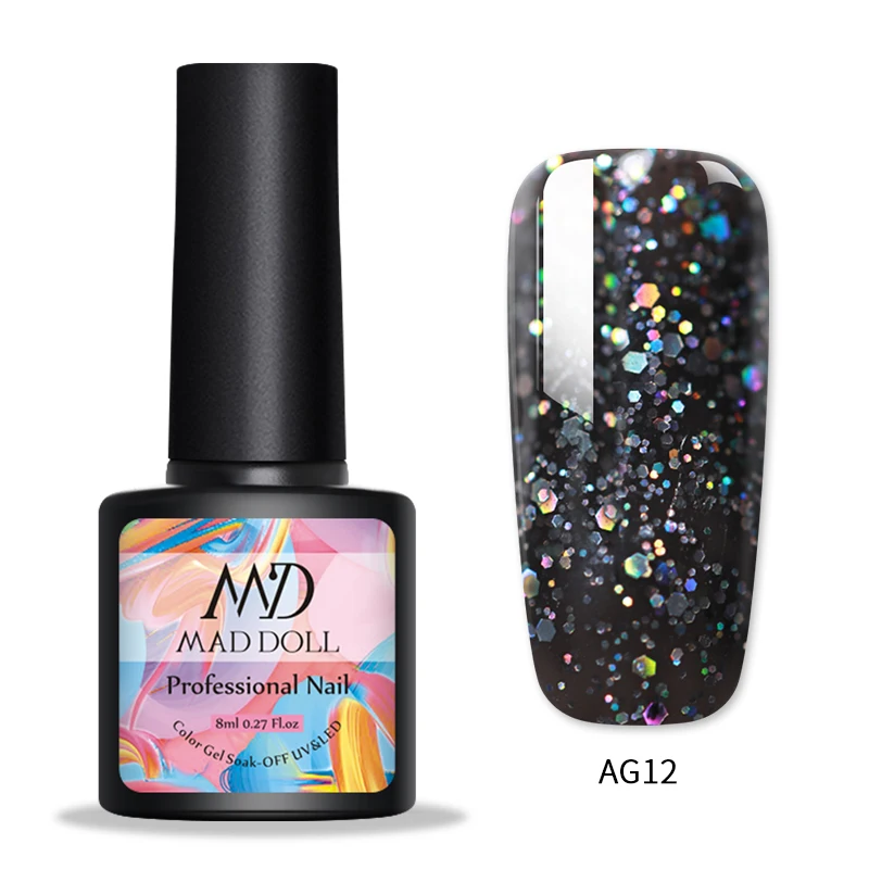 AG12 1 бутылка MAD DOLL Гель-лак для ногтей мерцающий отмачивающийся УФ-Гель-лак желтый осенне-зимняя серия стойкий УФ-Гель-лак для ногтей - Цвет: AG12