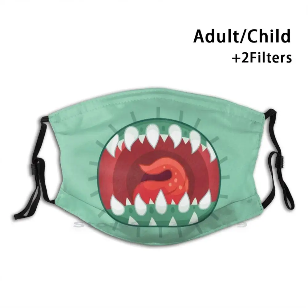

Big Monster Mouth With Teeth And Tongue Mouth Print Reusable Pm2.5 Filter DIY Mouth Mask Kids Monster Mouth Teeth Tongue Scary