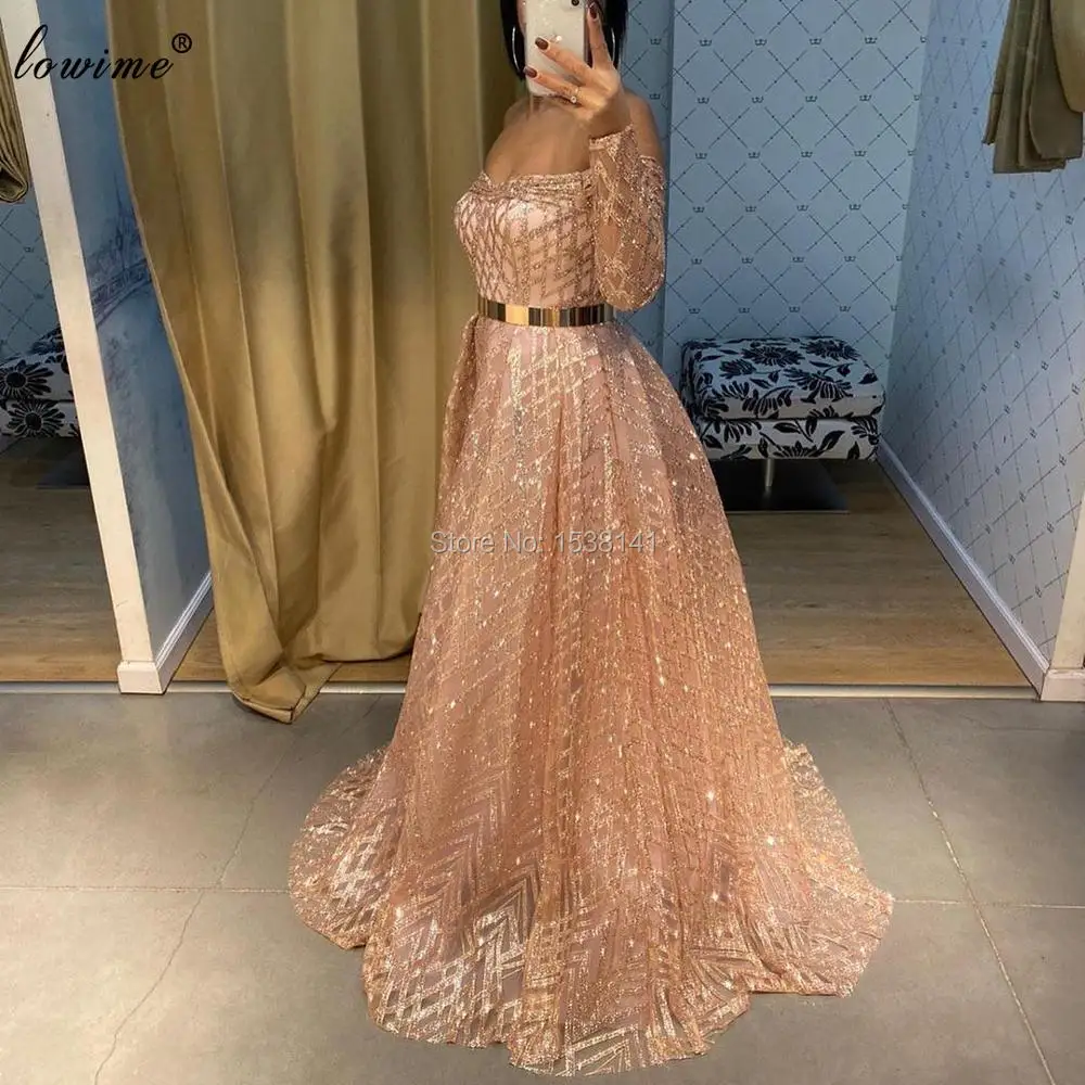 Вечерние платья цвета шампанского с блестками размера плюс вечерние длинными