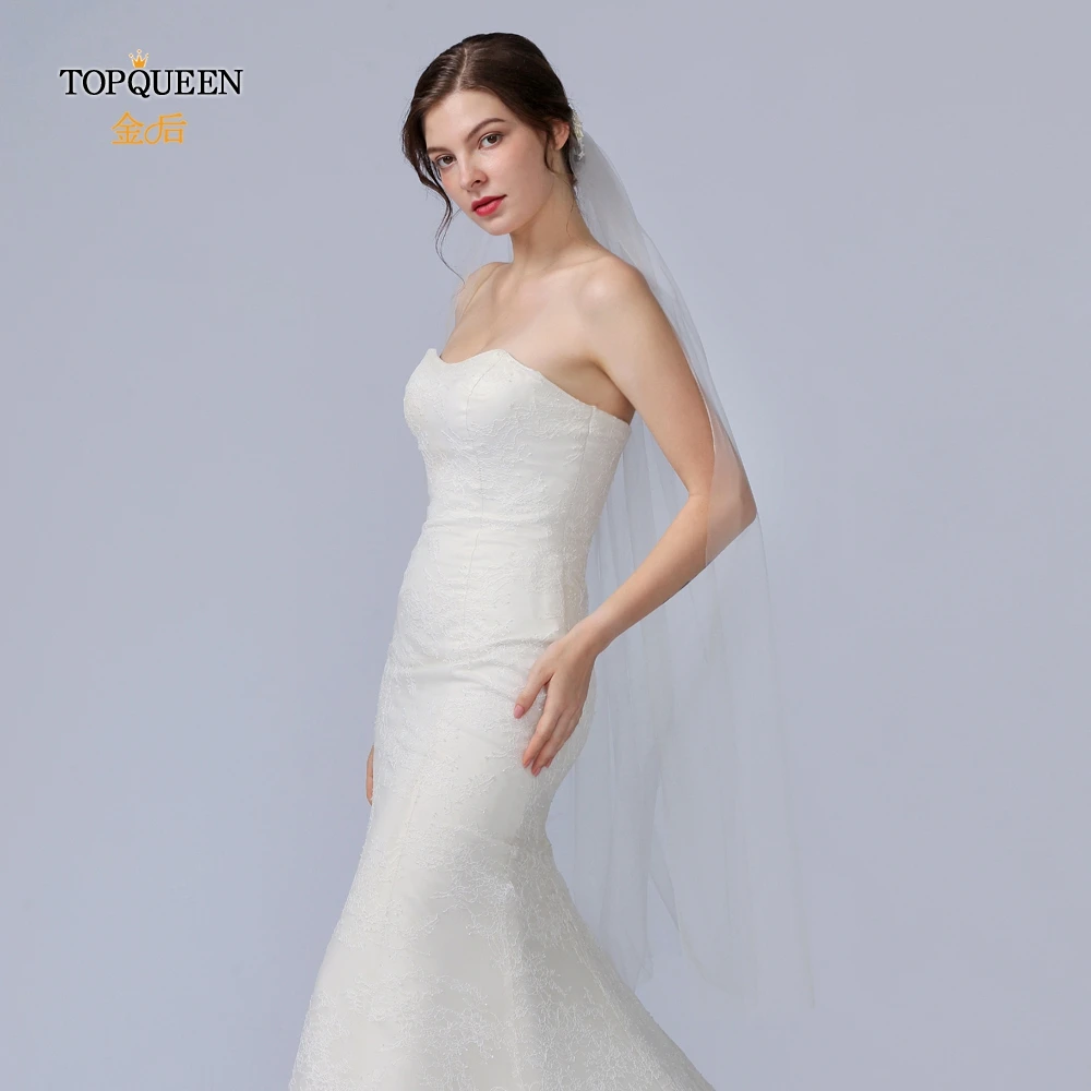 TOPQUEEN VS346 блестящая вуаль Соборная элегантная свадебная фата невесты 1 слой